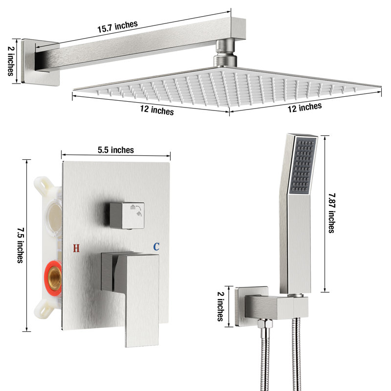 12 in.shower faucet, Brushed Nickel