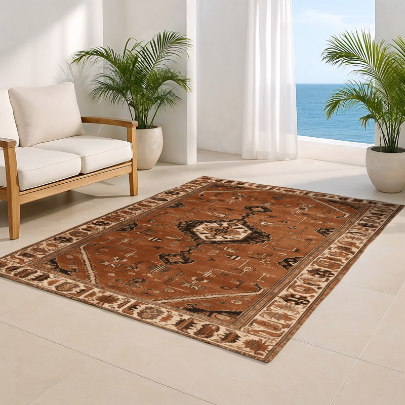 Tapis d'intérieur et d'extérieur brun Persian, Rectangle 4pi x 6 pi