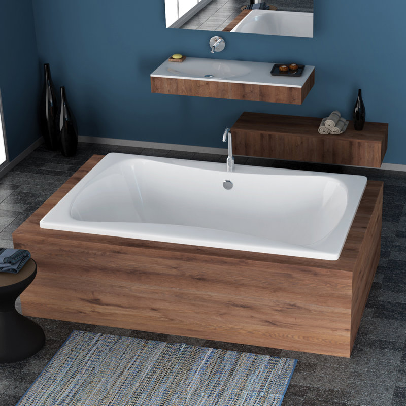 Vero 60" x 42" Drop In Soaking Acrylic Bathtub, Biscuit