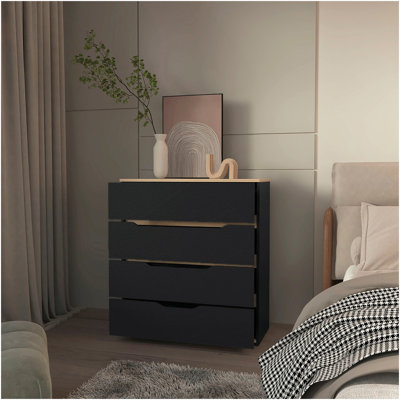 Commode 4 tiroirs Wengé et chêne clair