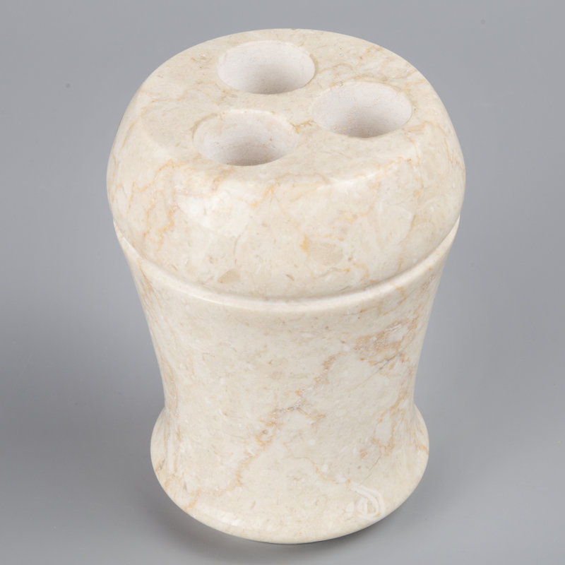 Beige Marble Fluted Collection Toothbrush Holder