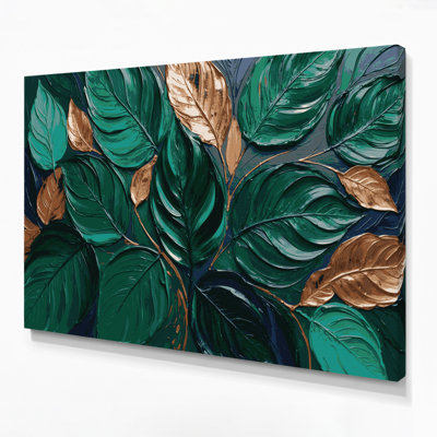 «Botanical Abstract Leaf Textures», art mural sur toile bleue