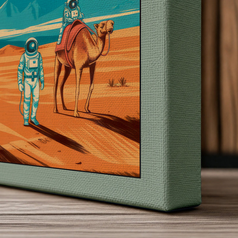 Desert Explorers Retro - Wrapped Canvas, 24x16 - 61.0 x 40.6 cm, Sage Border