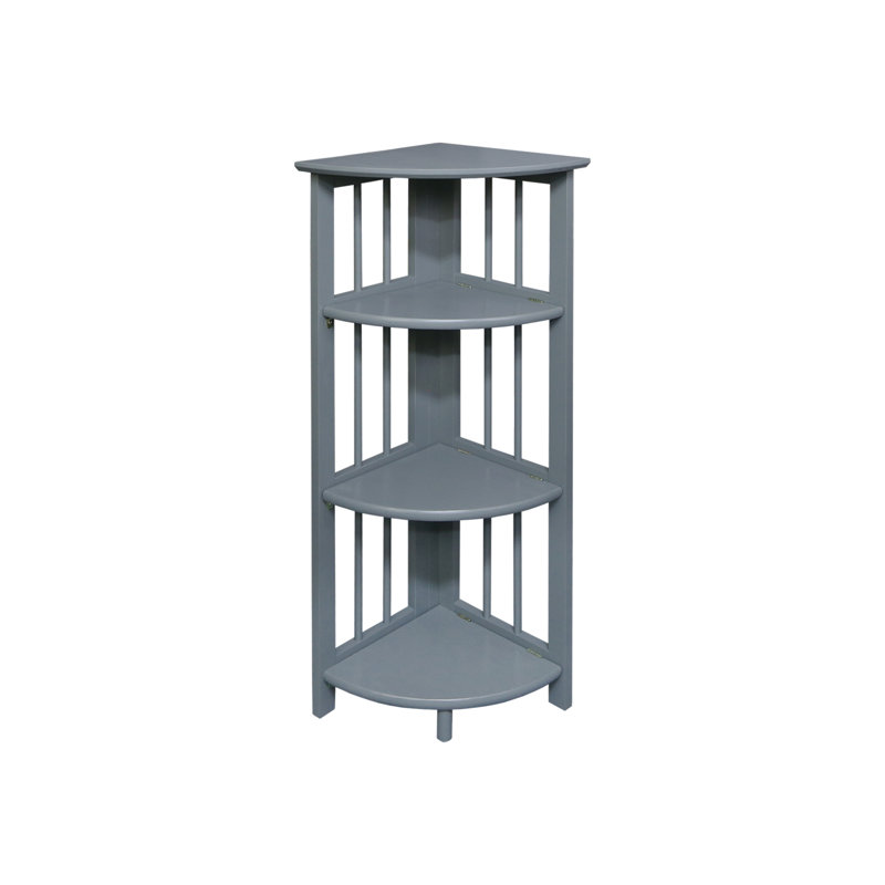 Duerr Corner Bookcase, 38.8" H x 12.5" W x 11.5" D, Slate Gray