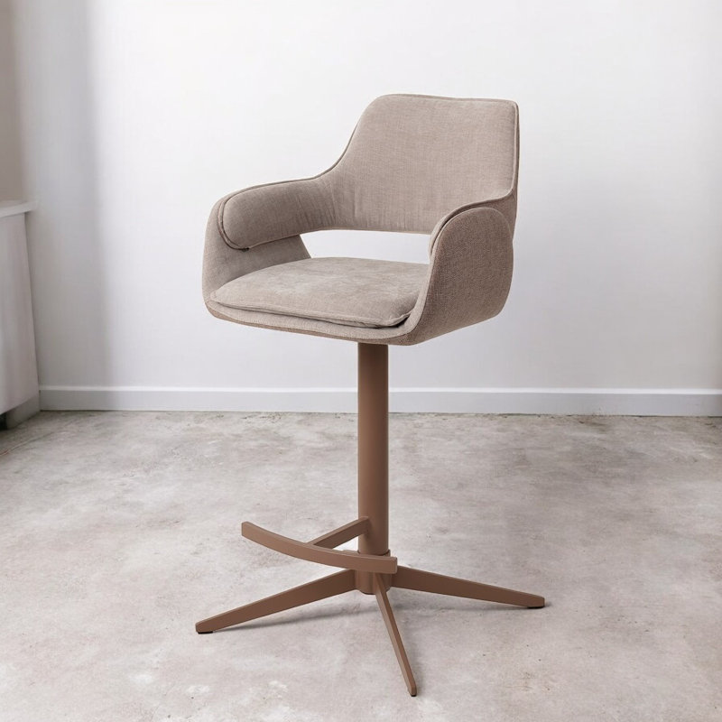 Natsuki Upholstered Counter Stool with Metal Frame, 65cm , Taupe/Brown