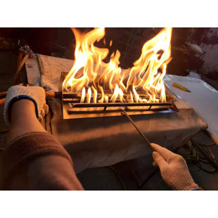 Americangaslogs Vented Gas Logs Sets Gas Fireplace Burner Burner Set,With Remote (Motor Valve, Zr Black Box)