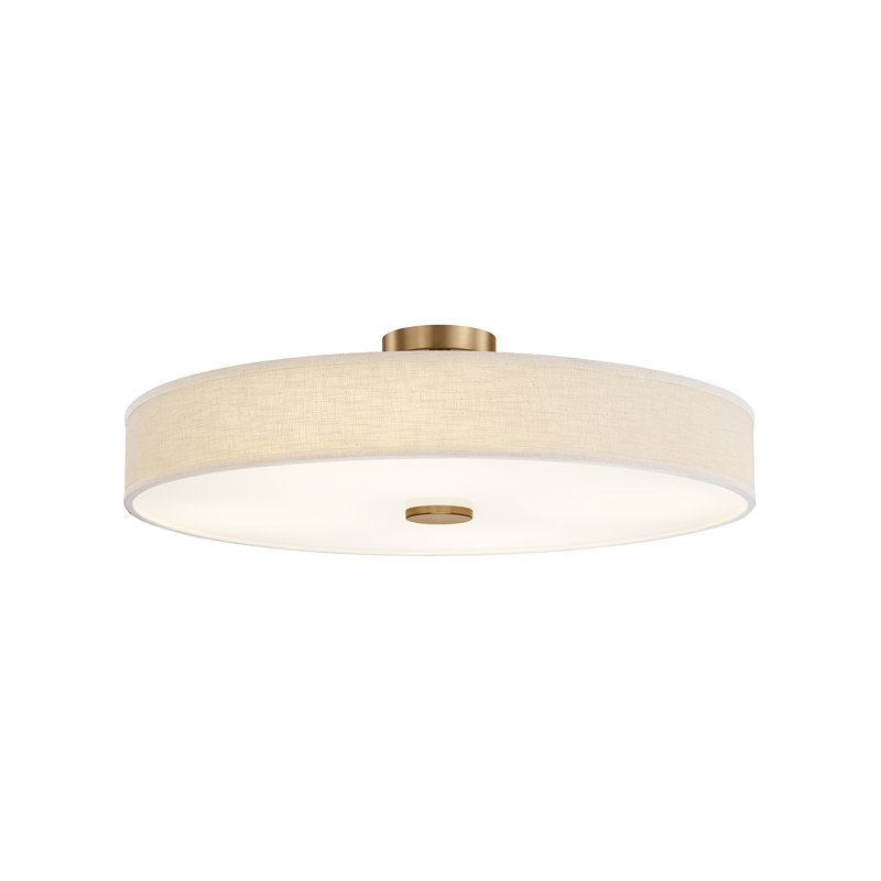 Textile - Tambour à profil bas DEL semi-encastré Genova - l 36 po x H 10,75 po - Lin crème, L 36 po x H 10,75 po, Lin crème