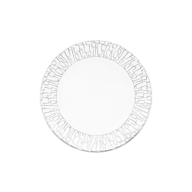 TAC Porcelain Salad/Dessert Plate, White/Silver