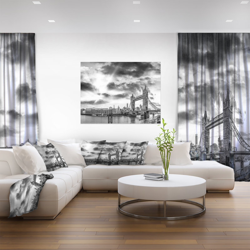 «Black and White View of London Panorama Cityscape», reproduction de photo sur toile tendue, H 30 po x l 40 po x P 1 po