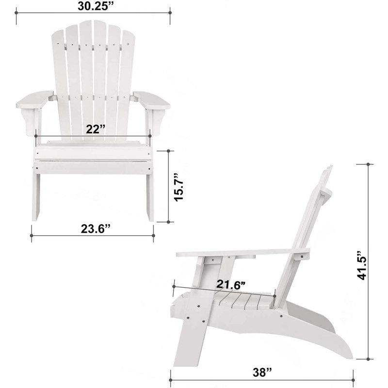 Chaise Adirondack en polystyrène durable pour la détente, Blanc