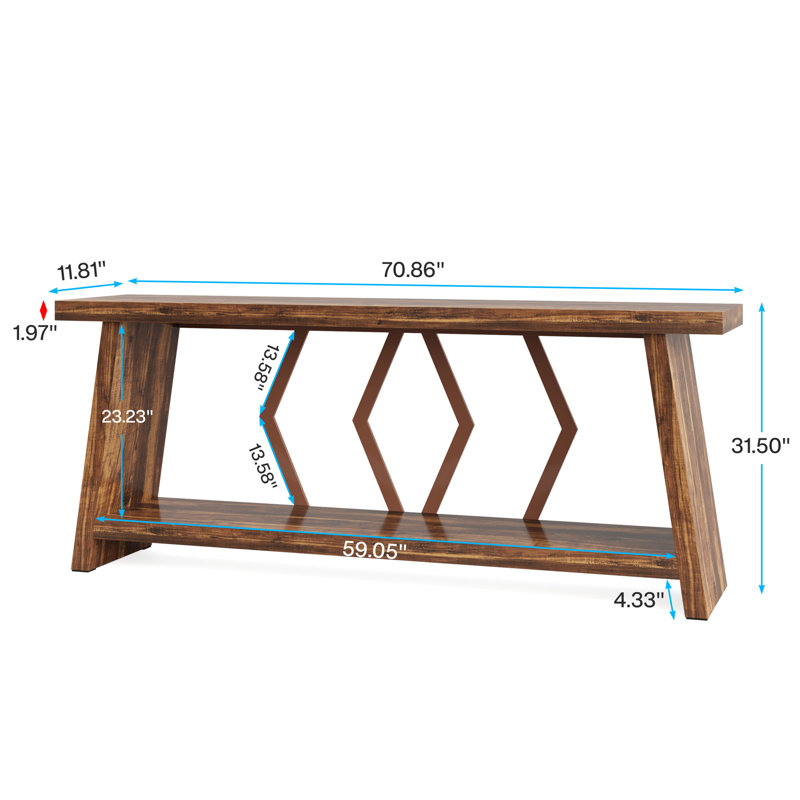 Danieliz 70.86'' Long Console Entryway Table for Living room, Brown