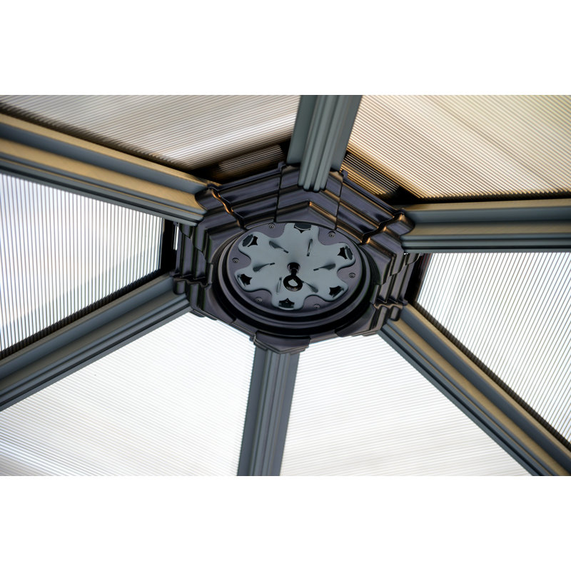 Roma 89" Gray Aluminum Garden Gazebo with Bronze Glazing