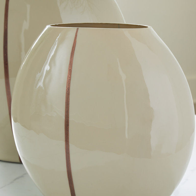 Contemporary Metallic Accent Glass Table Vase