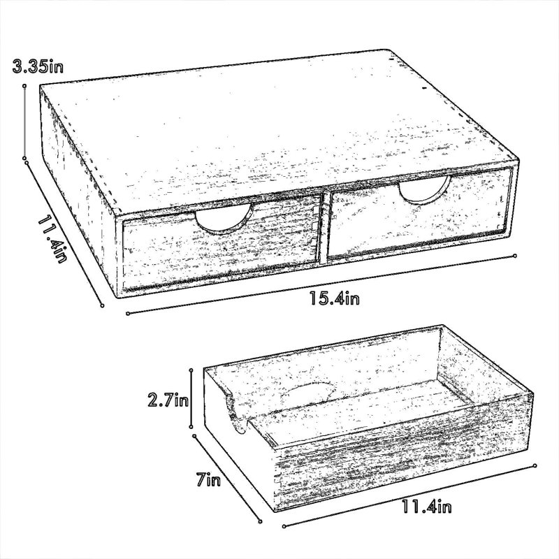 Organisateur en bois pour 2 tasses à café avec 2 tiroirs, boîte de rangement pour dosettes de café avec plateau plat pour dosettes Keurig et sachets de thé Samhe