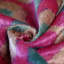 Coussin en velours de soie rose et turquoise