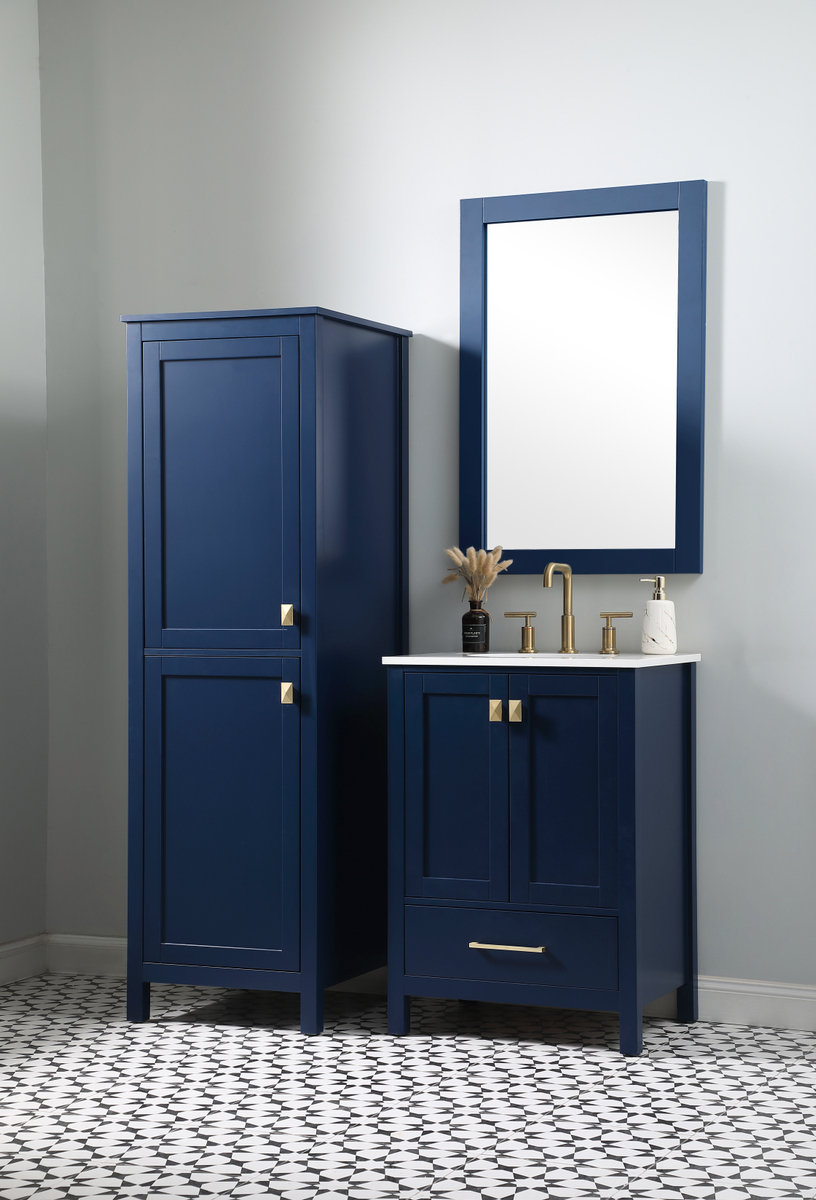 Destinymarie Linen Cabinet, 65"H x 20"W x 22"D, Blue/Gold
