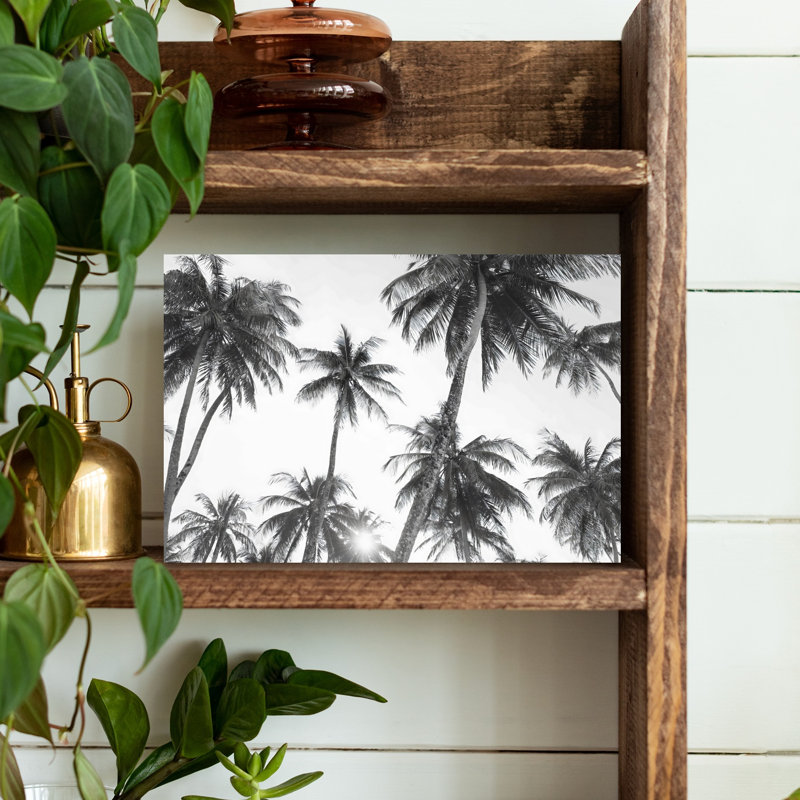 Art mural abstrait tropical tropical BW, H 12 po x l 18 po, Black/Gray