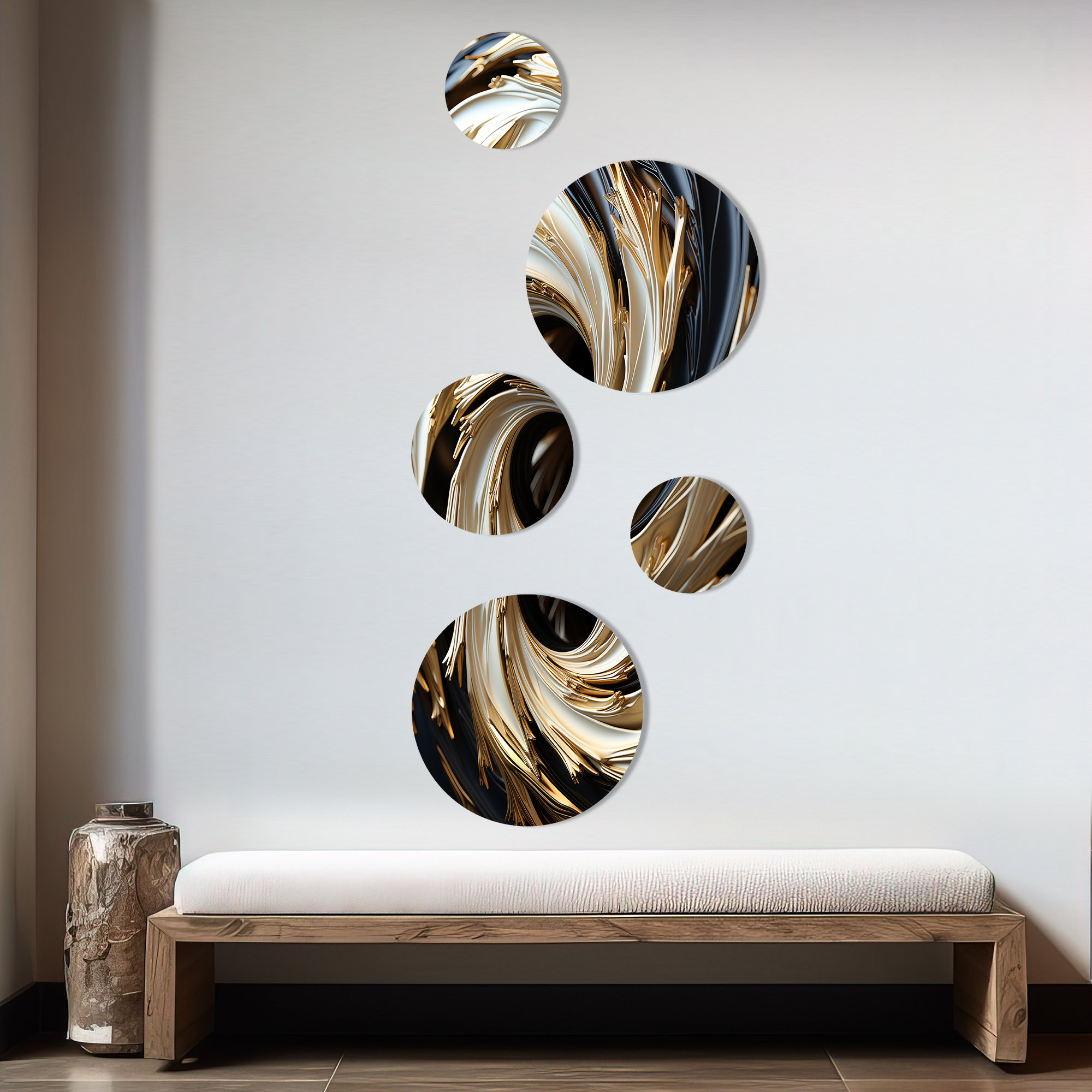 Ivy Bronx White And Gold Hypnotic Abstract Spiral - Abstract Spirals ...