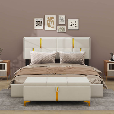 Opulent 2 - Piece Queen Bedroom Set With Upholstered Platform Bed And Lift - Up Storage