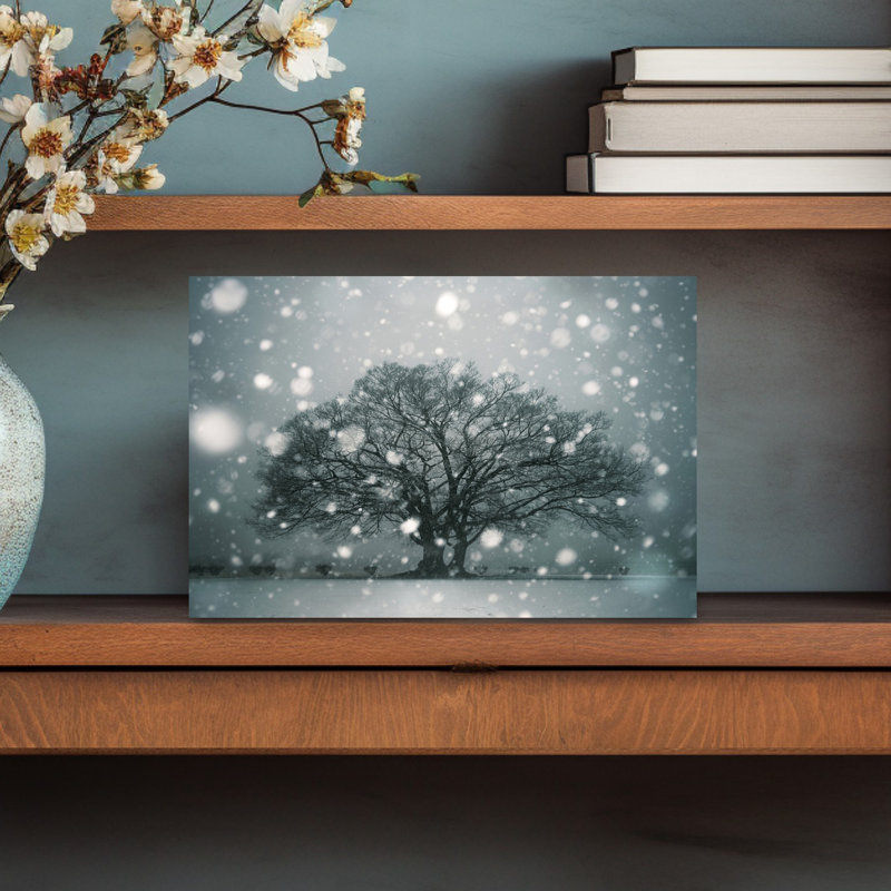 Art mural contemporain abstrait «A Tree Breathing In The Snow», H 18 po x l 12 po