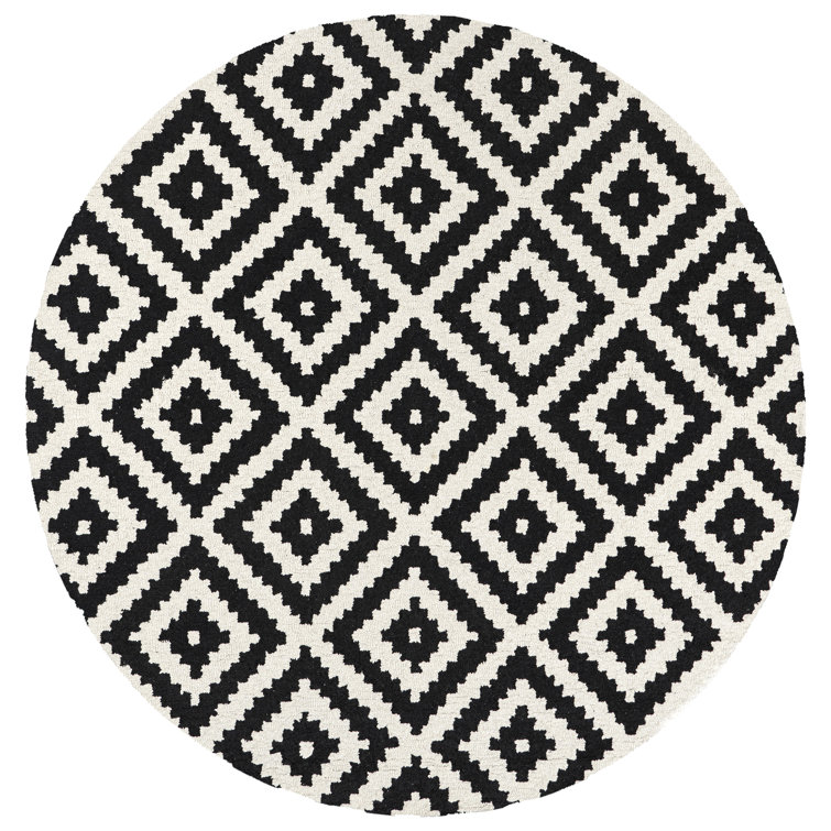 Decca Geometric Handmade Tufted Wool Black/Cream Area Rug