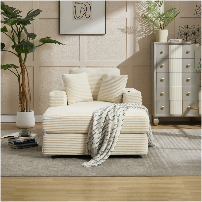 Canapé rembourré Newcorduroy, Beige