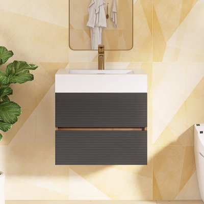 Meuble-lavabo mural simple 24 po avec surface solide 24 po