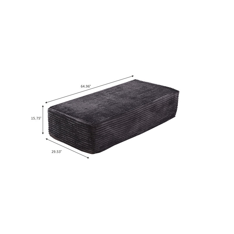 Pouf de sofa, aucun assemblage requis, noir, tissu duveteux