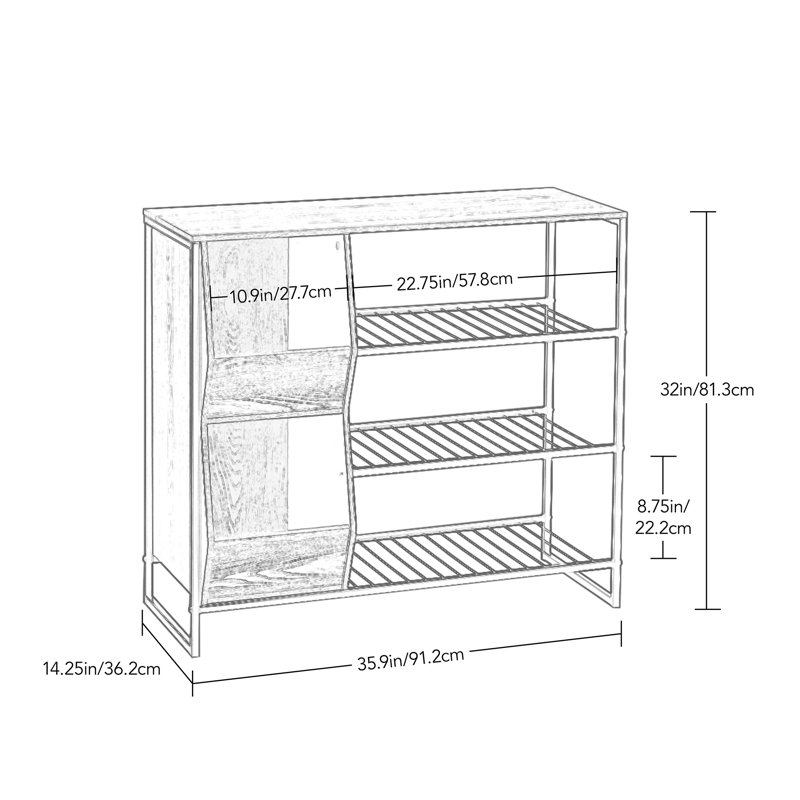 RiverRidge Afton Entryway Shoe Storage Organizer with 3 Shoe Racks and 2 Shoe Organizer Boxes - Weathered Woodgrain