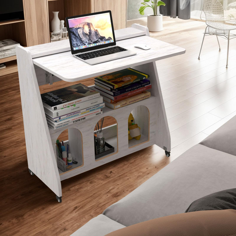 Bureau à roulettes pliable, Blanc