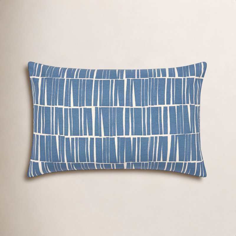 Hornell Striped Throw Pillow, Dark Blue/Beige
