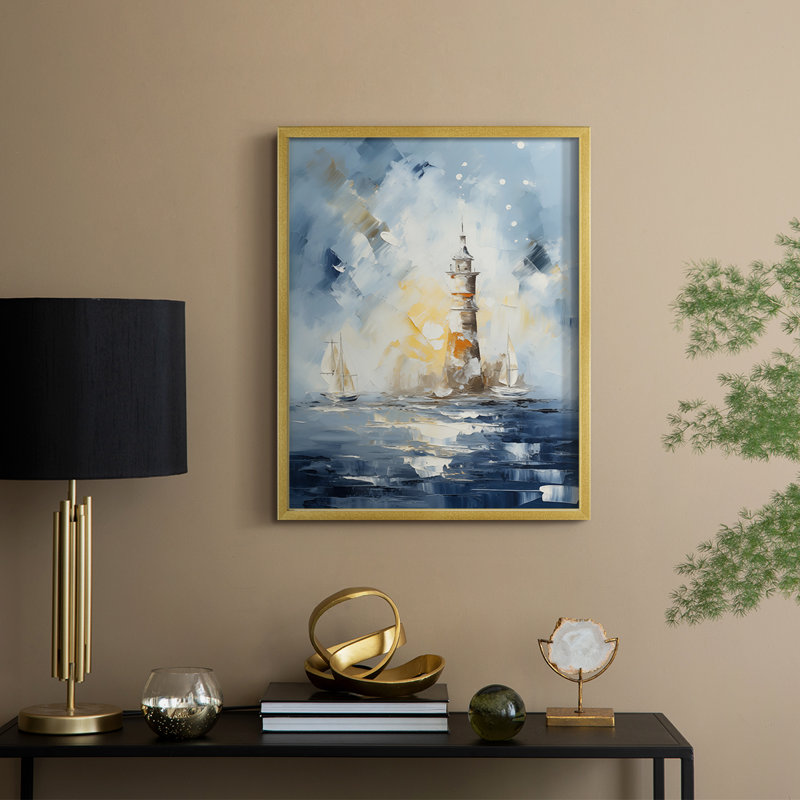 NAUTICAL Series Dxxxviii, reproduction encadrée - bois massif, H 21 po x l 17 po, Doré