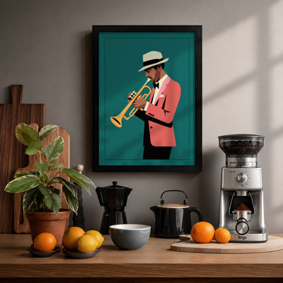 Trumpet Player Modern - Framed Print