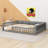 A Fully Upholstered Wood Platform Bed In Full Size, Complete With Safety Guardrails And A Complementary Pillow-251195811