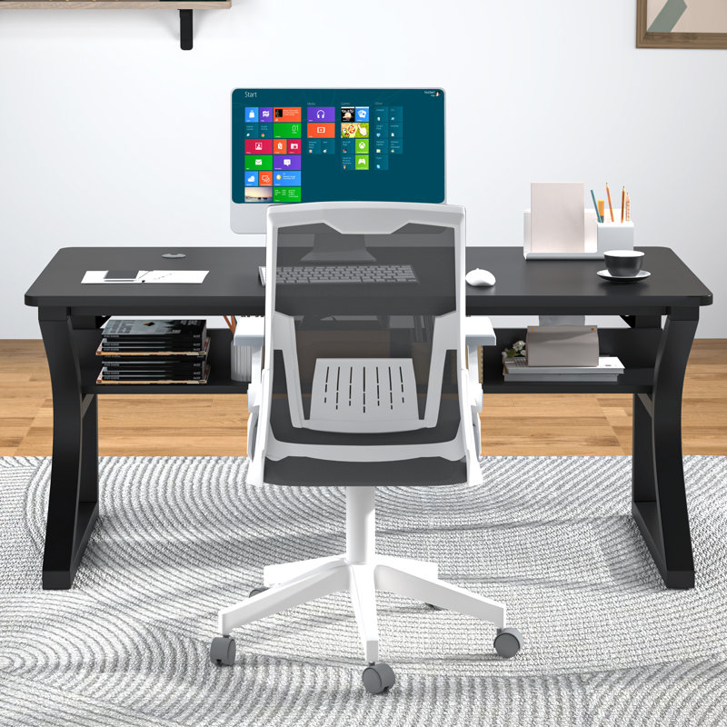 Antawan Commercial Grade Office Computer Desk and Home Office Desk, Black, 29.5" H x 55" L x 23.6" W