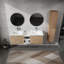 Meuble-lavabo mural avec lavabo et armoire latérale, portes à fermeture en douceur-1662593063