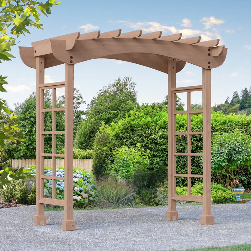 Yardistry Cedar Arched Garden Arbour With Trellis Panels - Large