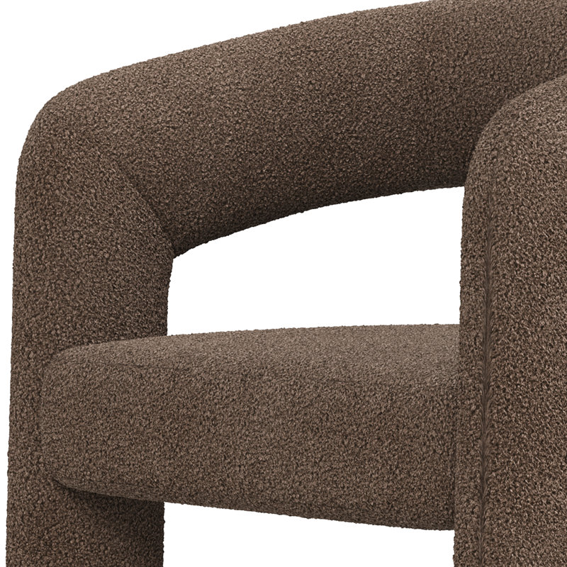 Modern Boucle Upholstered Armchair, Khaki