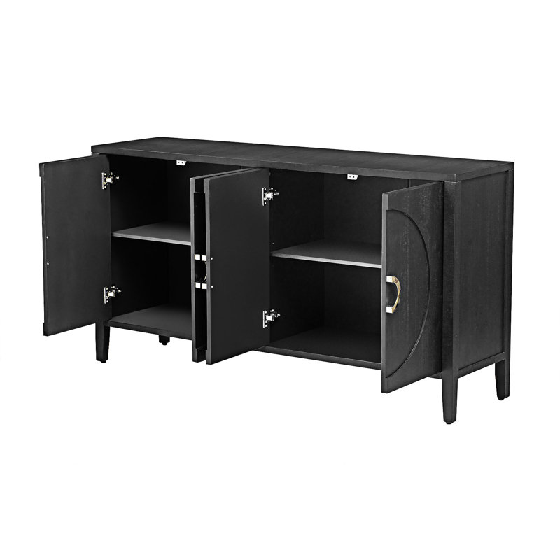 Buffet avec armoire de rangement, Noir