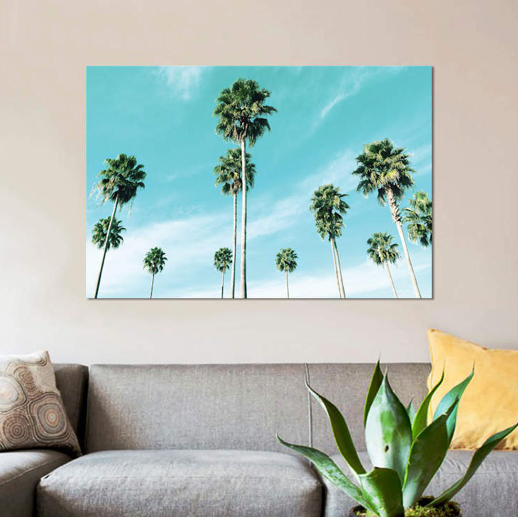 «East Coast Palms», impression sur toile, H 26 po x l 40 po x P 1,5 po, Pas de tapis, Toile tendue