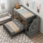 Lit simple mezzanine sur lit double avec escalier de rangement et agencement configurable-1909097520