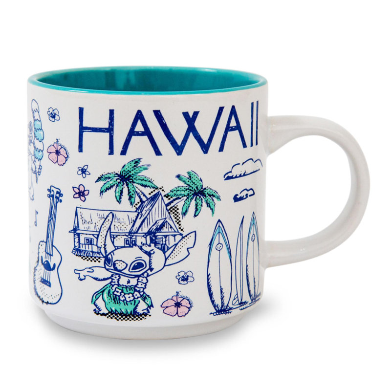 Tasse empilable en céramique à motif d'illustrations descendantes Disney Lilo & Stitch de Hawaii | Peut contenir 13 onces