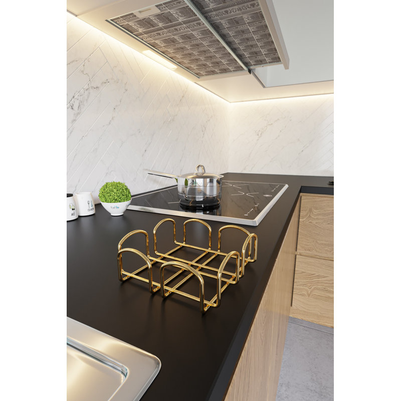 Porte-serviette élégant en métal doré, 2,8 x 7,9 x 7,9 pouces | Fabrication 100% durable en métal | Design élégant pour la cuisine et la table de salle à manger | Parfait pour organiser les serviettes et rehausser la décoration intérieure | Cadeau idéal pour la pendaison de crémaillère et les occasions spéciales