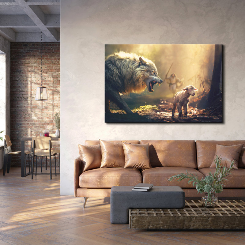 «Lost Lamb & Evil Wolf», toile encadrée, H 18 po x l 24 po