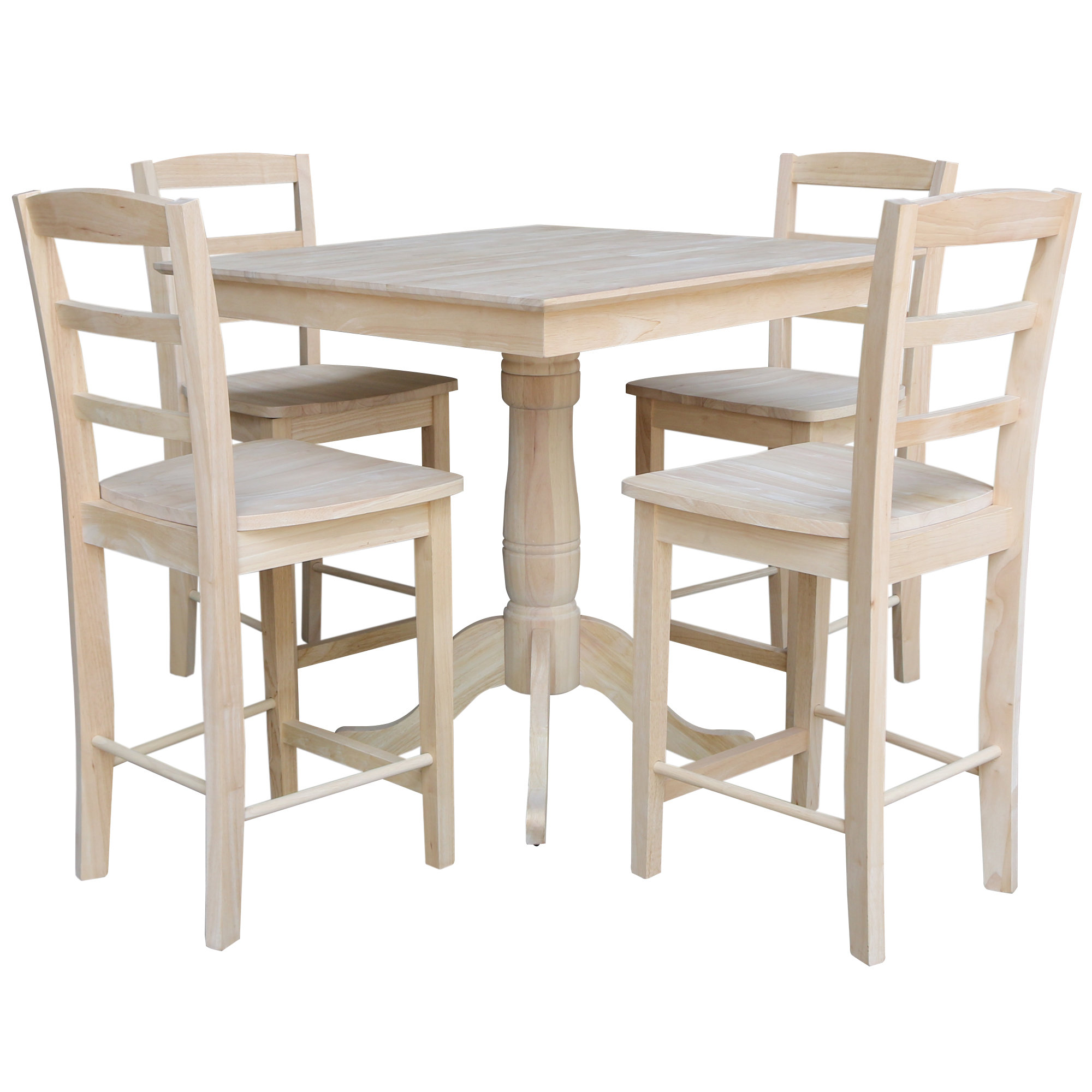 Rosalind Wheeler 5 - Piece Counter Height Rubberwood Solid Wood Dining ...