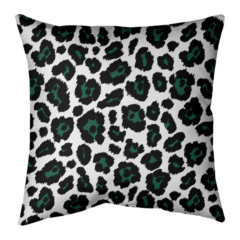 Animal Print Reversible Throw Pillow, 18" x 18", White/Black/Blue, Cotton Twill