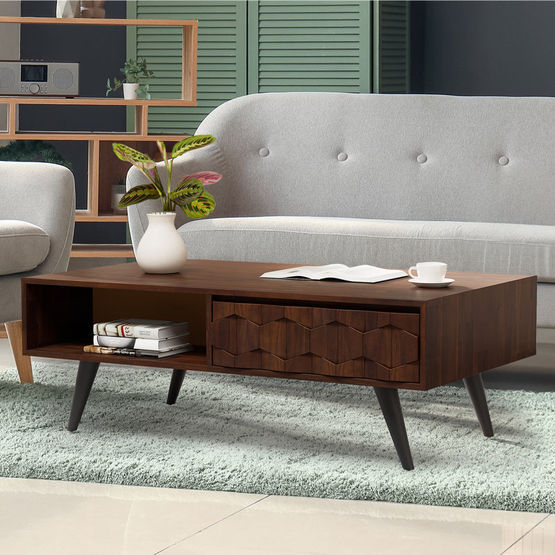 Georgina Solid Wood 4 Legs Coffee Table with Storage