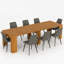 Ensemble de table de salle à manger de cuisine avec chaises, console extensible-134369126-134369128