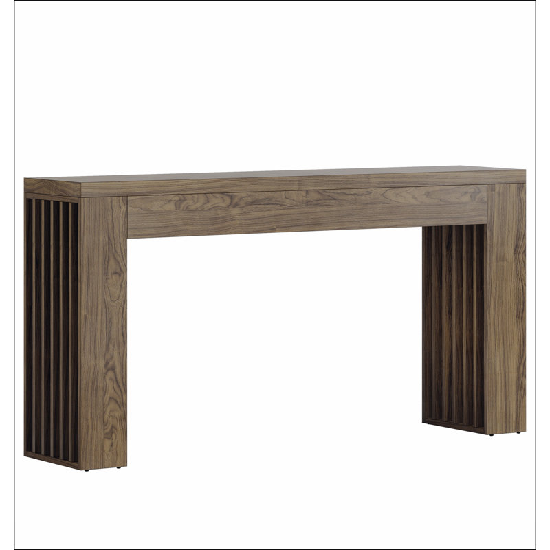 59" Farmhouse Console Table with Vertical Slat Legs - Sofa Table Behind Couch, Rustic Brown Entryway Table for Hallway, Living Room & Small Spaces