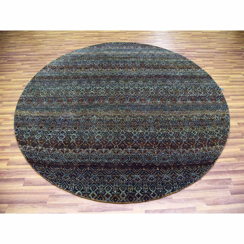 Tapis rond à motif géométrique en laine noué à la main 8 pi x 8 pi brun rouille Kohinoor Herat 66094F78615F4CC58DEA5CEA82B7C094